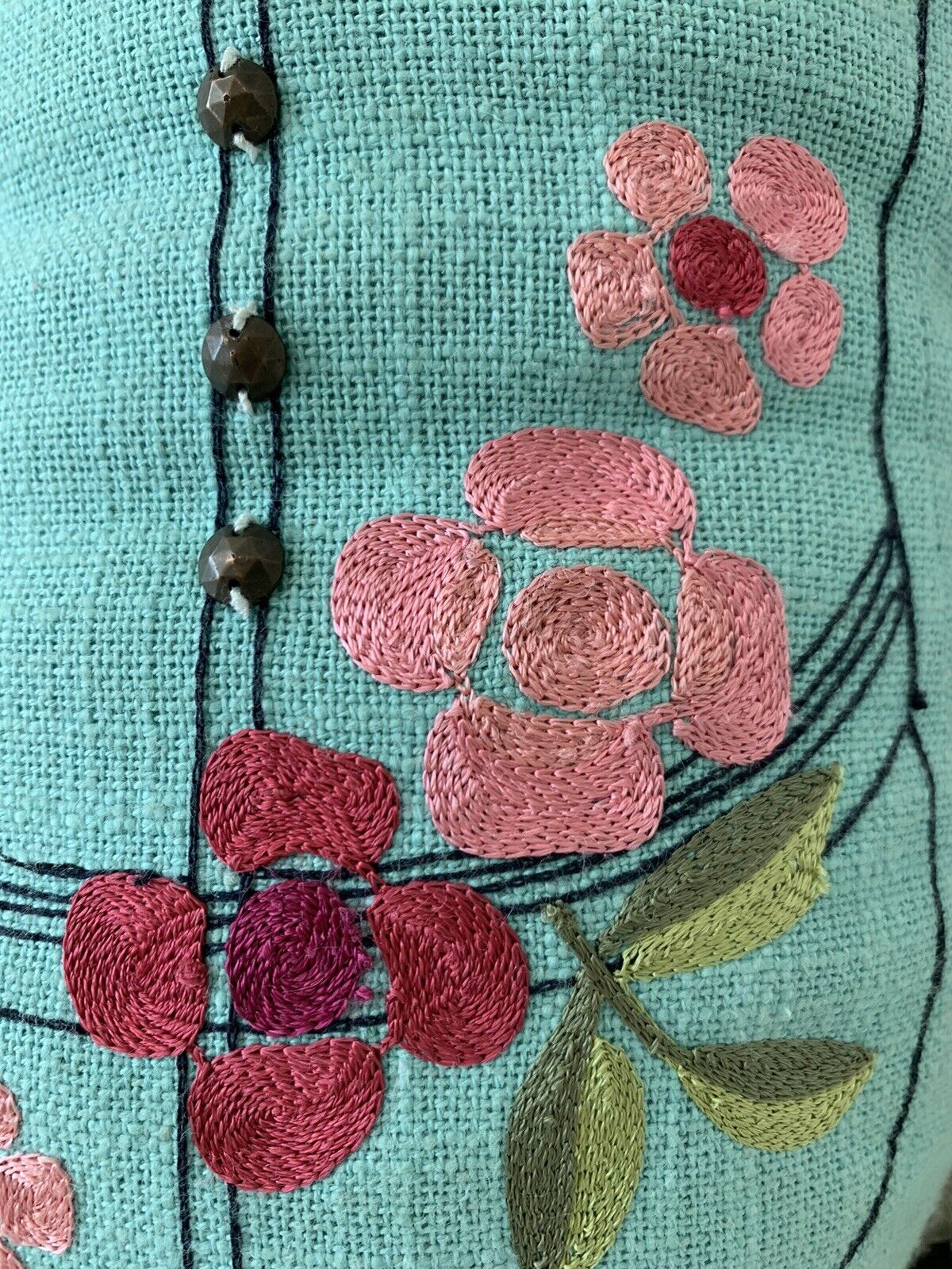 Pottery Barn Teen Junk Gypsy Boot Crewel Pillow 12x18 Floral 2014 RARE - Fresh Stock Dated February 2026