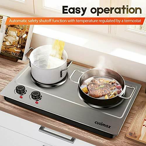 CUSIMAX 1800W Double Hot Plate, Stainless Steel Silver Countertop Burner Port - Fresh Stock Dated December 2025