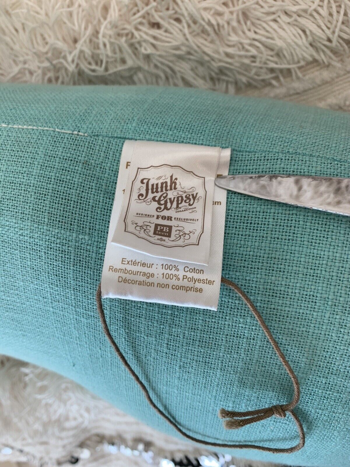 Pottery Barn Teen Junk Gypsy Boot Crewel Pillow 12x18 Floral 2014 RARE - Fresh Stock Dated February 2026