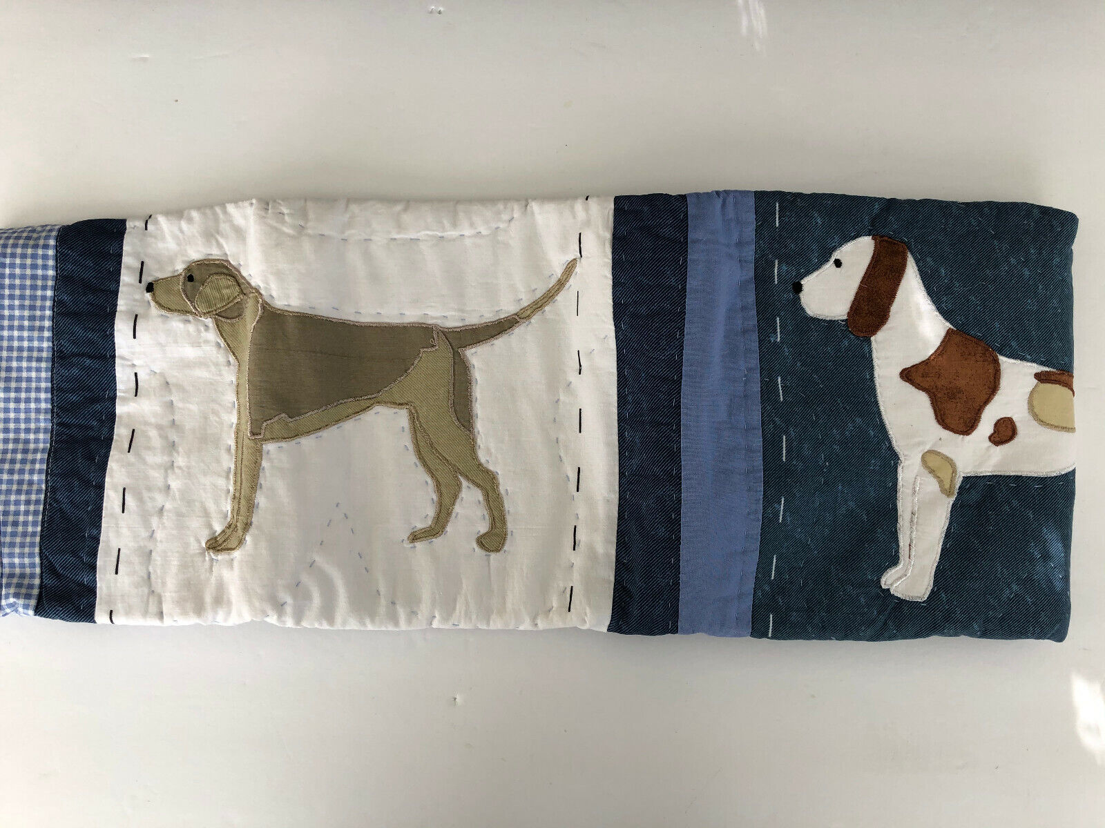 new PUPPY DOGS standard kids SHAM blue tan white appliqued Pem-Ameria - Fresh Stock Dated February 2026