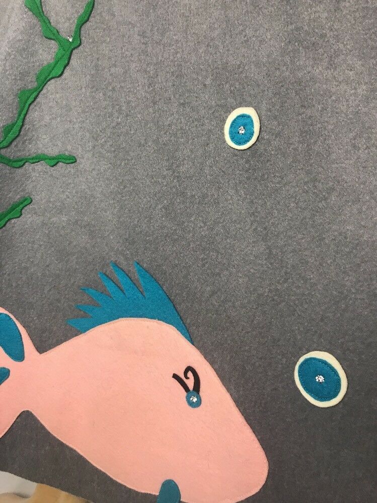 Vintage 50's Felt Circle Skirt Novelty Fish Underwater Theme Poodle Skirt XS S - Fresh Stock Dated December 2025