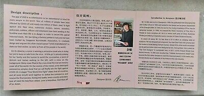 2020 China 80mm Solid Silver (around 460 grams) Medal - Fight Virus - Fresh Stock Dated February 2026