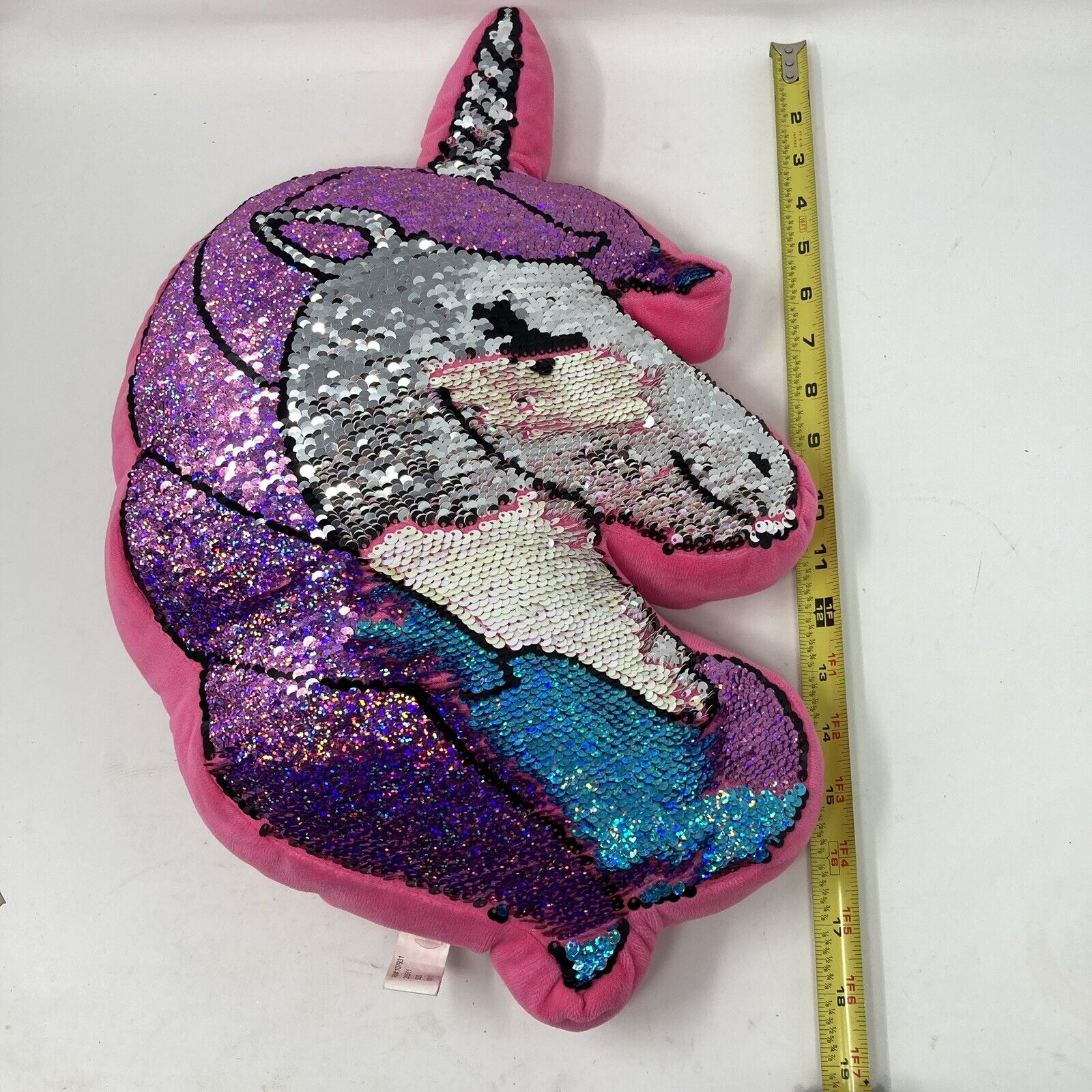 Justice Unicorn Flip Sequin Throw Pillow Reversible Pink & Teal Girls Room Decor - Fresh Stock Dated February 2026