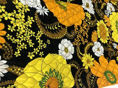 Vintage VTG 1960s 60s Black Yellow Floral Quilted Maxi Skirt - Fresh Stock Dated February 2026