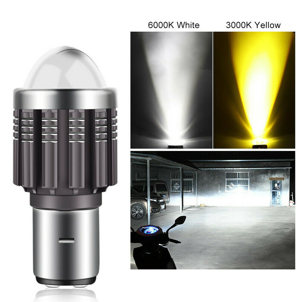 30W BA20D H6 LED Hi/Lo Beam White Yellow Motorcycle Headlight Bulb 10000lm 6000K - Fresh Stock Dated February 2026