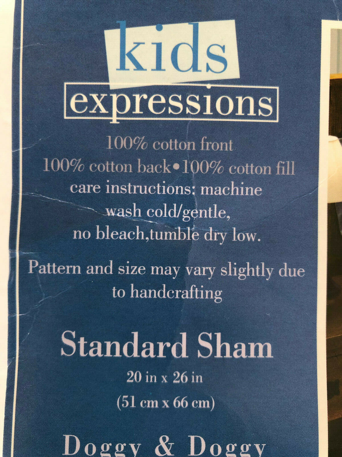 new PUPPY DOGS standard kids SHAM blue tan white appliqued Pem-Ameria - Fresh Stock Dated February 2026