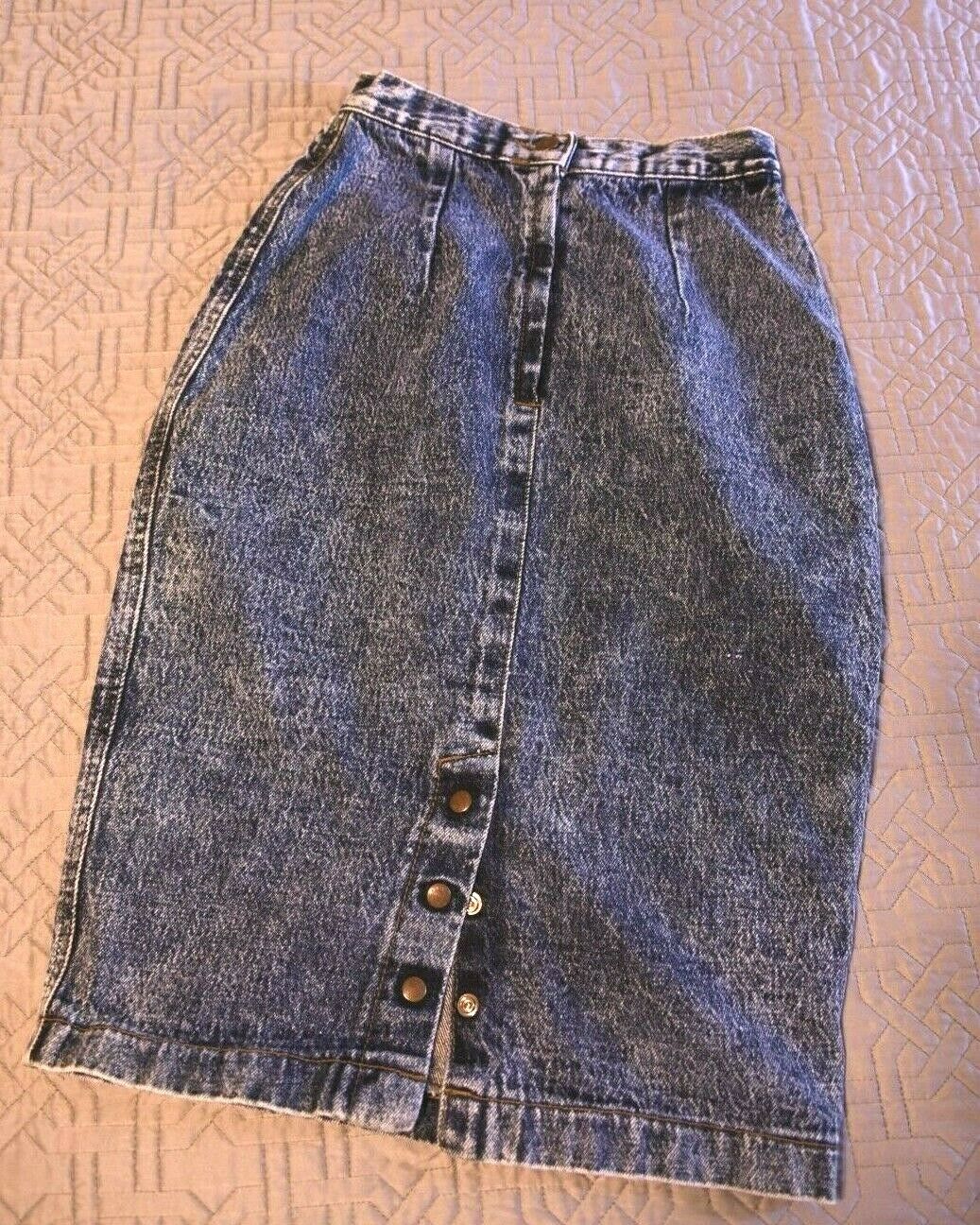 Vintage ZENA 90s Blue Jean DENIM skirt high waist acid wash fade sz 0 small - Fresh Stock Dated February 2026