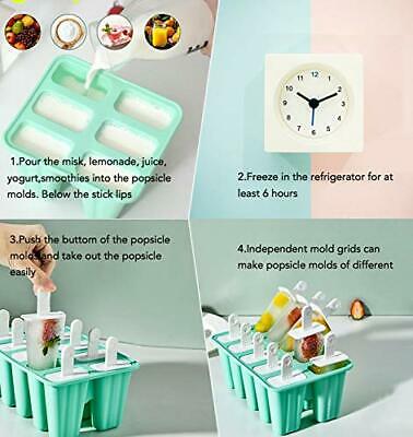 Popsicle Molds 6 Pieces Silicone Reusable Ice Pop 6 pieces with 9 sticks-green - Fresh Stock Dated February 2026