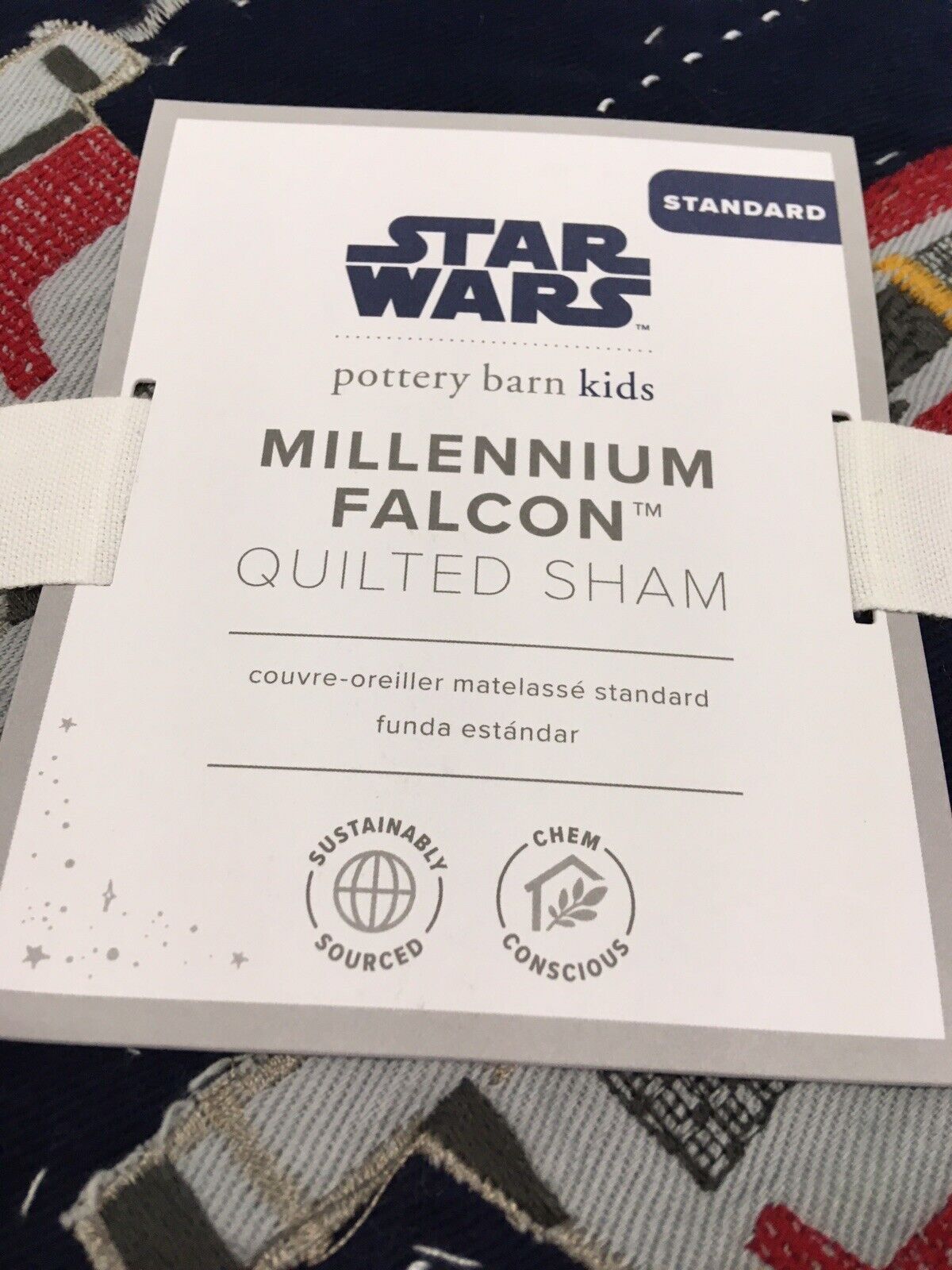 NWT! Pottery Barn Kids Star Wars Millennium Falcon Sham/Standard/.50 - Fresh Stock Dated February 2026