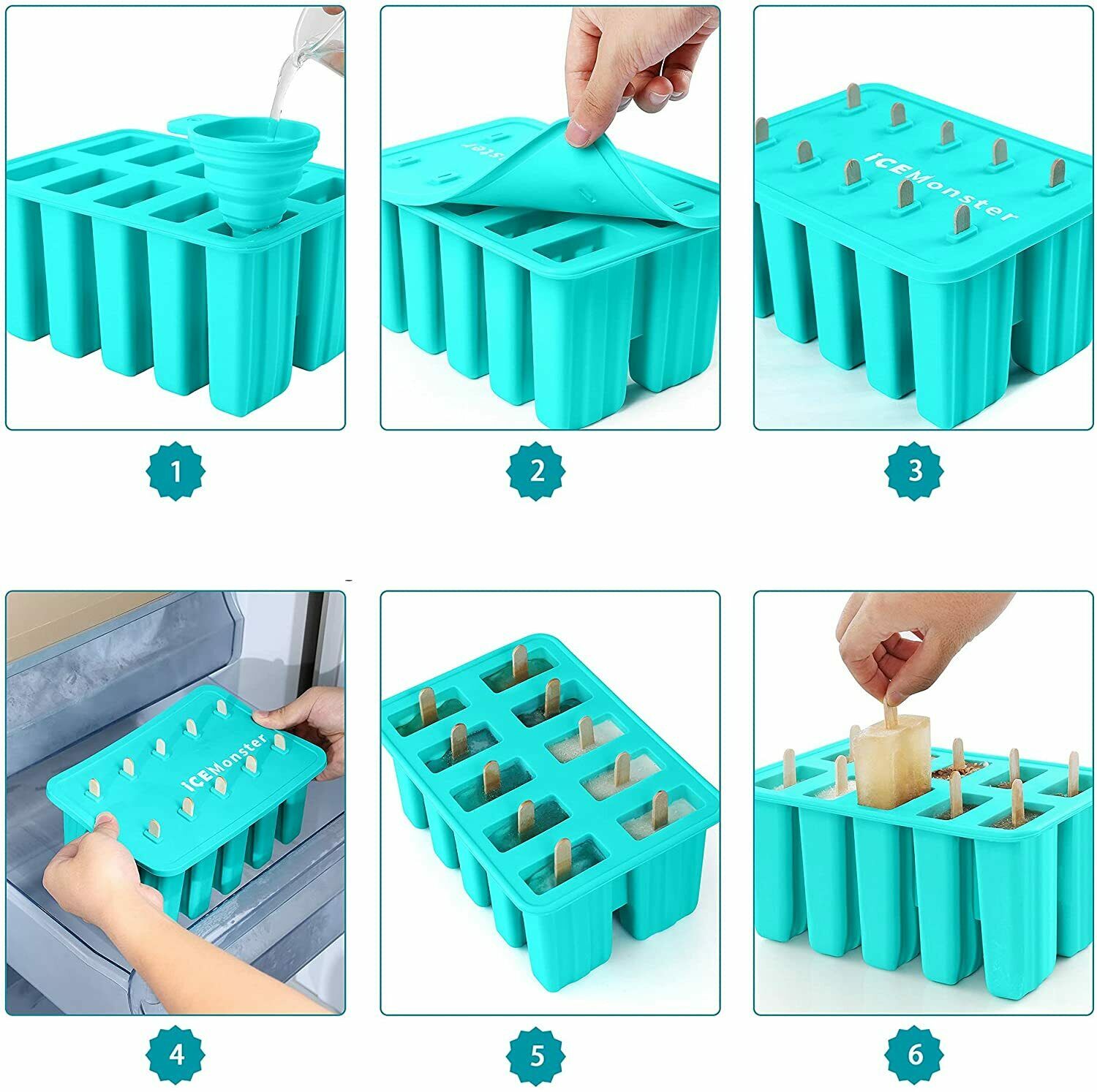 Ice Monster Silicone Homemade Popsicle Mold & Sticks & Bags for Kids - Fresh Stock Dated February 2026