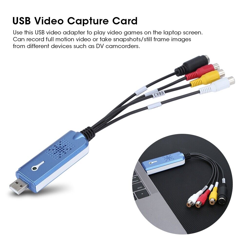 USB 2.0 VHS VCR to DVD Audio Video Capture Card Converter Adapter for PC TV RCA - Fresh Stock Dated February 2026