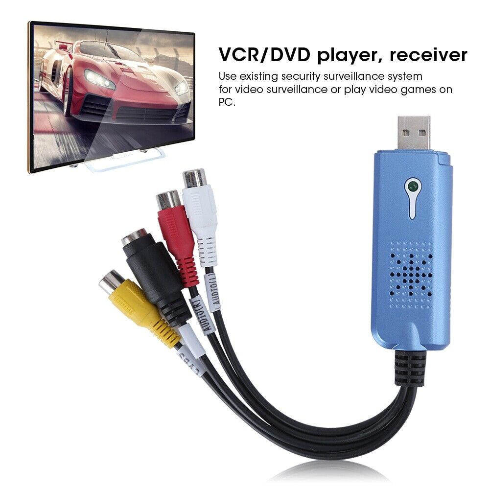 USB 2.0 VHS VCR to DVD Audio Video Capture Card Converter Adapter for PC TV RCA - Fresh Stock Dated February 2026