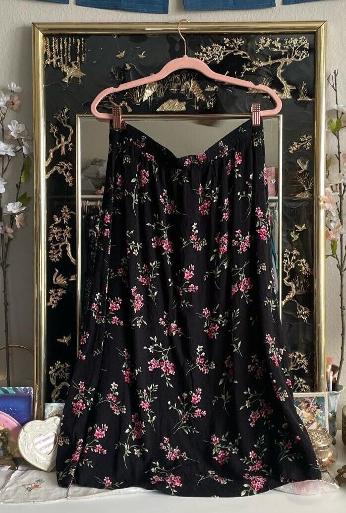 Vintage 90s Floral Print Maxi Skirt SIZE L/XL Grunge Cottagecore - Fresh Stock Dated March 2026