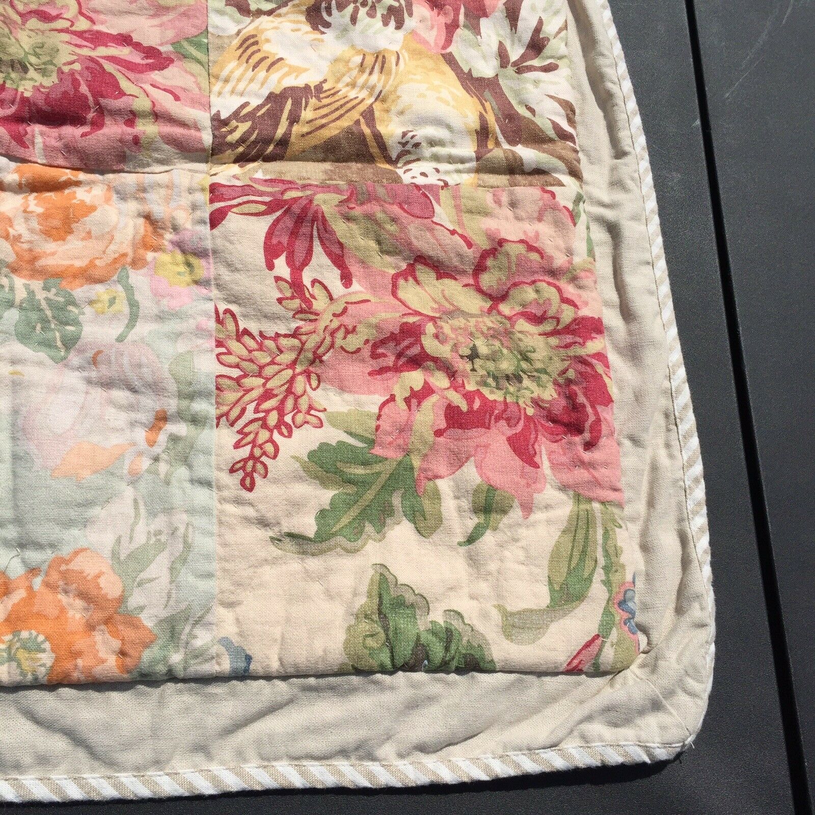 Carolina Patchwork Standard Pillow Sham Pottery Barn Floral Linen Blend - Fresh Stock Dated February 2026