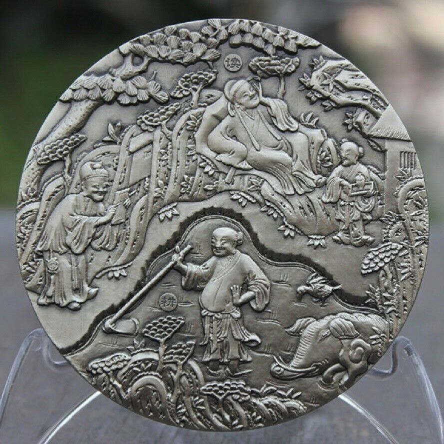 China 2017 80mm Paktong Medal - Fisherman, Woodcutter, Farmer and Scholar - Fresh Stock Dated February 2026