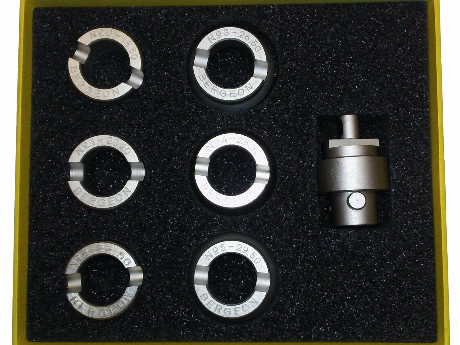 Bergeon Six Chucks with Mounting Adapter for Waterproof Case Opener 5700 - Fresh Stock Dated February 2026