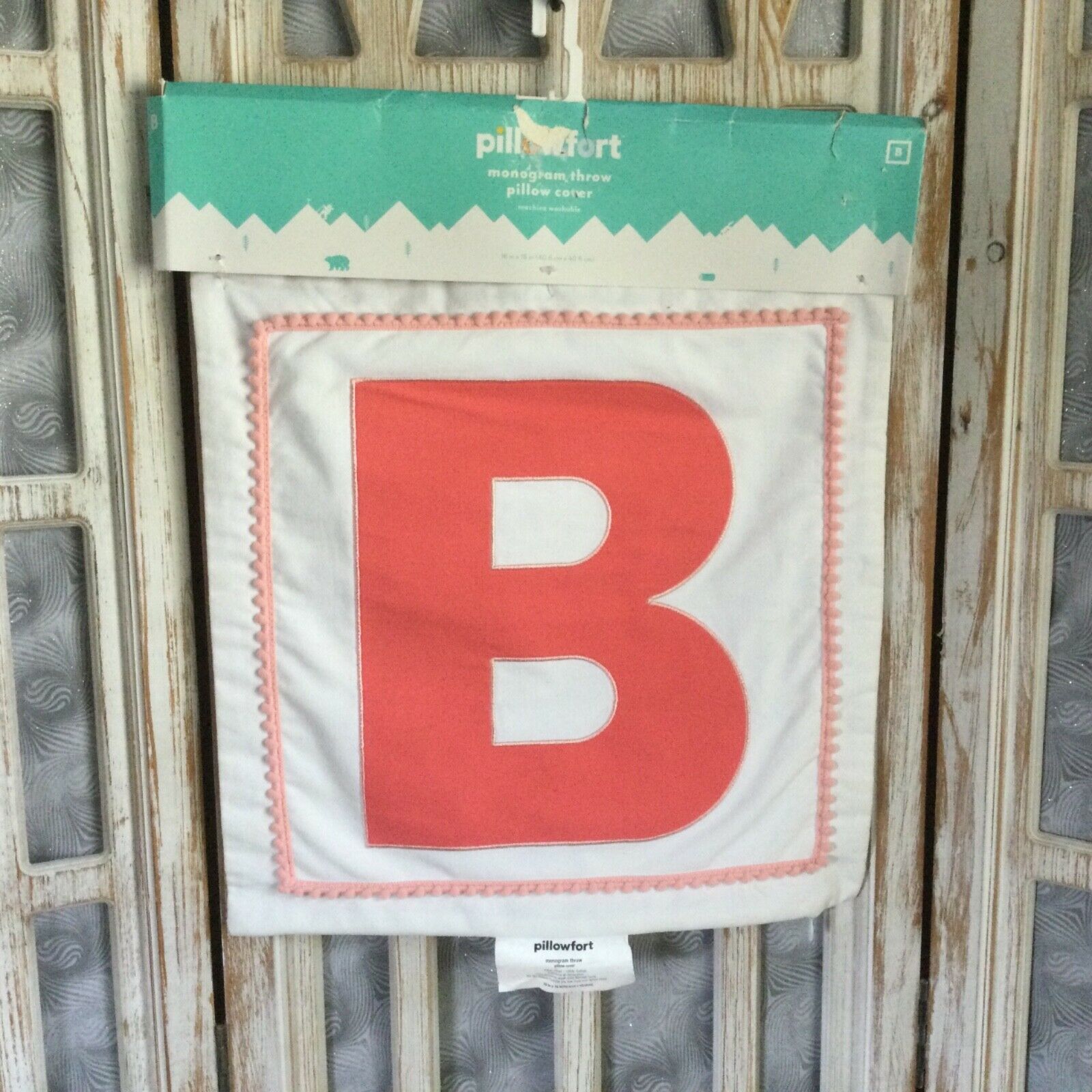 NEW Pillowfort B Monogram PILLOW COVER 16”X16” - Fresh Stock Dated December 2025