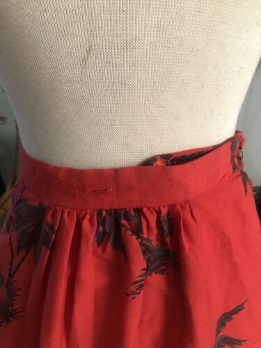 Vintage 1940s Style Skirt Tropical XS S Wrap Palm Tree Red Pinup Rockabilly 40s - Fresh Stock Dated February 2026