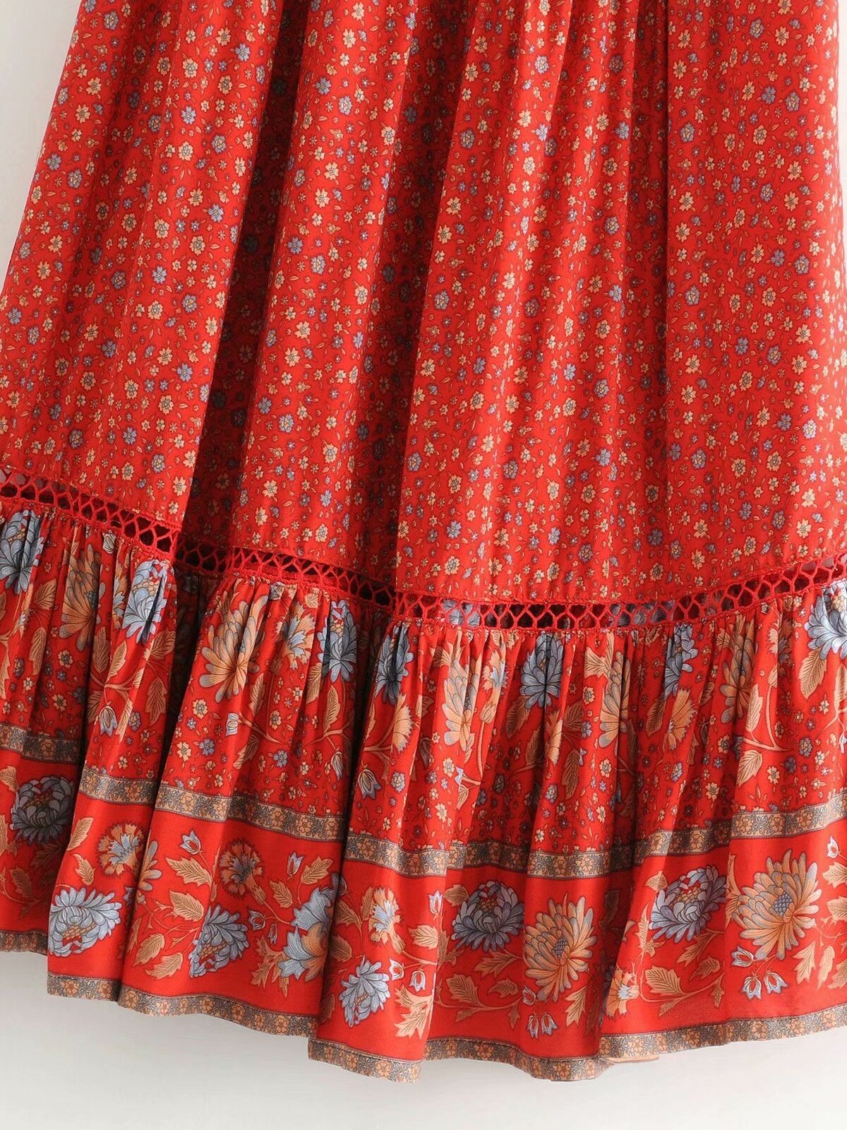 Women Vintage Skirt Floral Beach Bohemian High Elastic Waist Rayon Cotton Maxi - Fresh Stock Dated February 2026