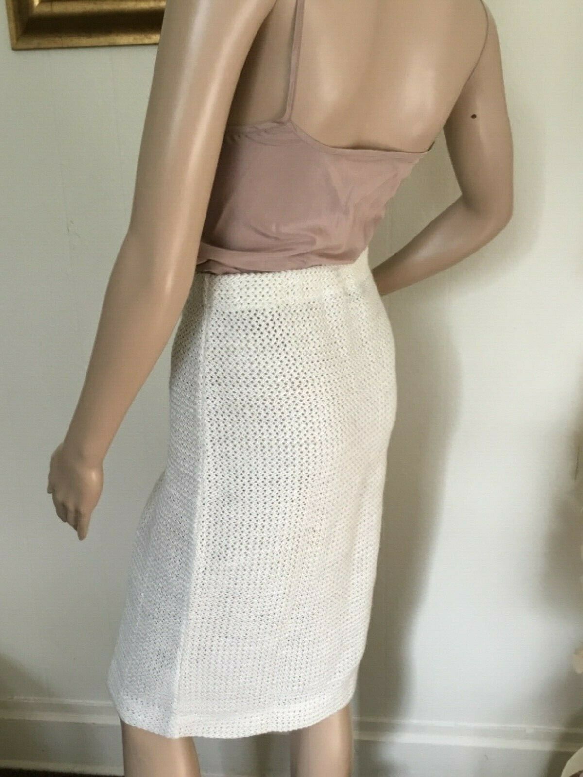 60's Vintage Ivory Retro Knit Pinup Hi Waist Skirt 