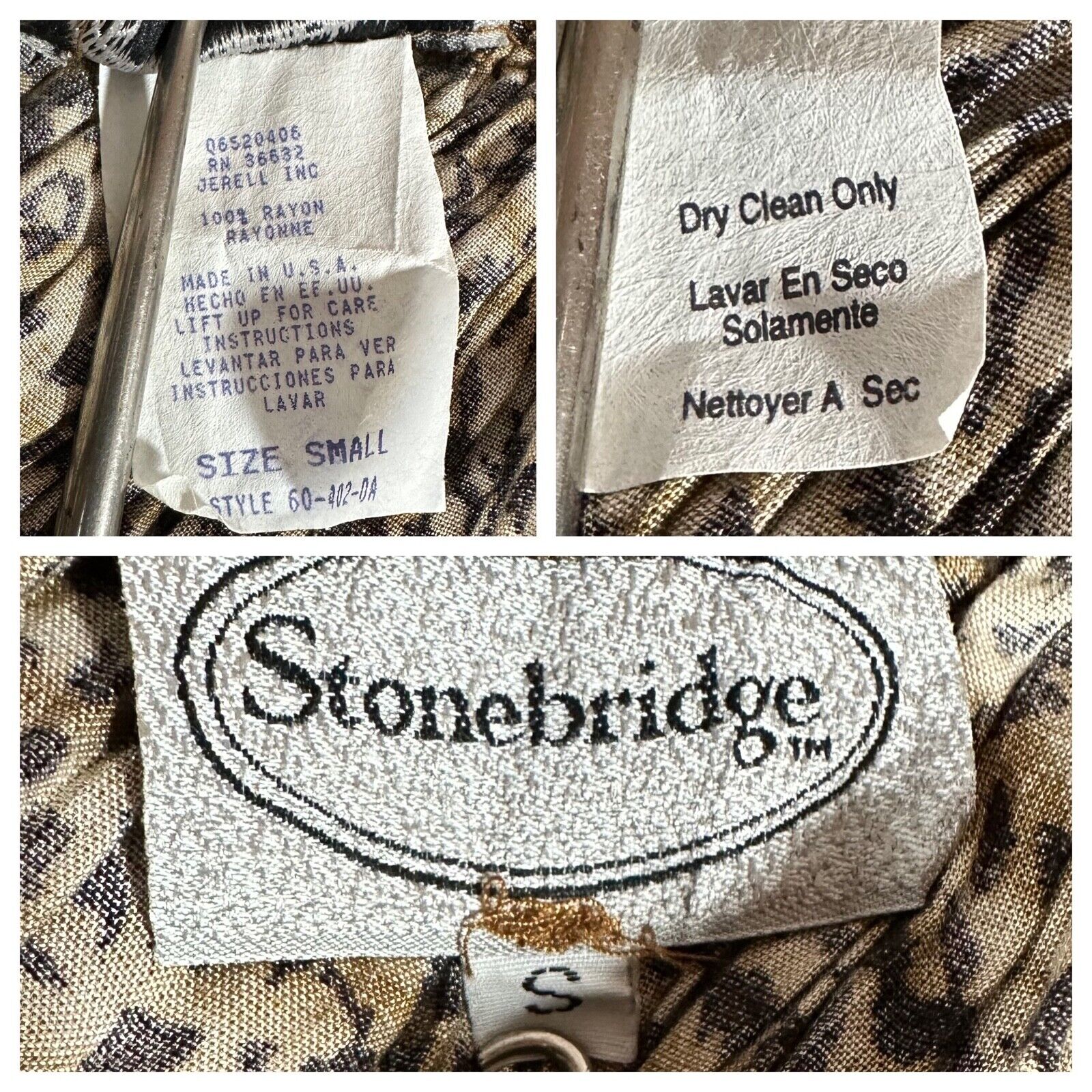 Vintage 90s Stonebridge Leopard Print High Waist Maxi Skirt Crinkle Pleat Sz S - Fresh Stock Dated March 2026