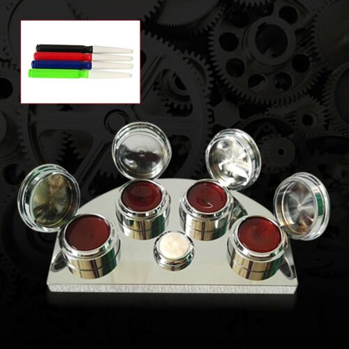 Oil Cup Stand Premium Polished Watchmaker Watch Repair Tool with 4 Containers - Fresh Stock Dated December 2025