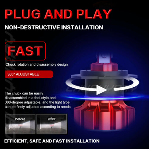 H7 H9 For Suzuki Hayabusa 2008-2009 2011-2018 LED Headlight 6000K White 4x Bulbs - Fresh Stock Dated February 2026