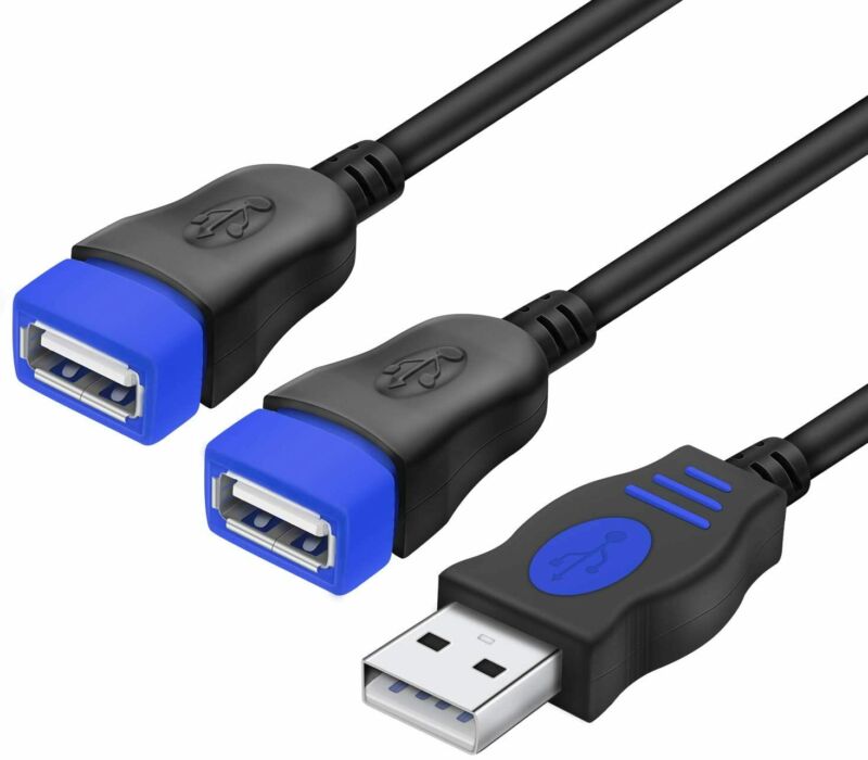 USB Splitter, Andul 2.0 Y Splitter Charger Cable 1 Male to 2 Female Navy - Fresh Stock Dated February 2026