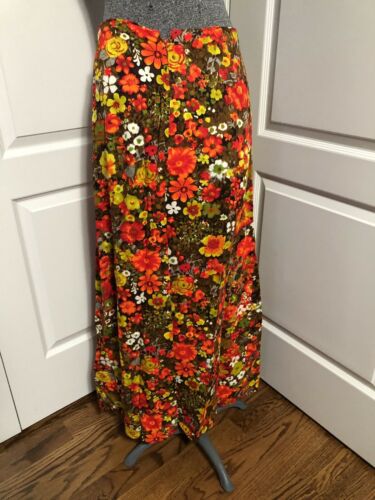 Vintage Handmade Bright Funky Floral Tropical Maxi Skirt Womens XS/S/M 28” Waist - Fresh Stock Dated December 2025