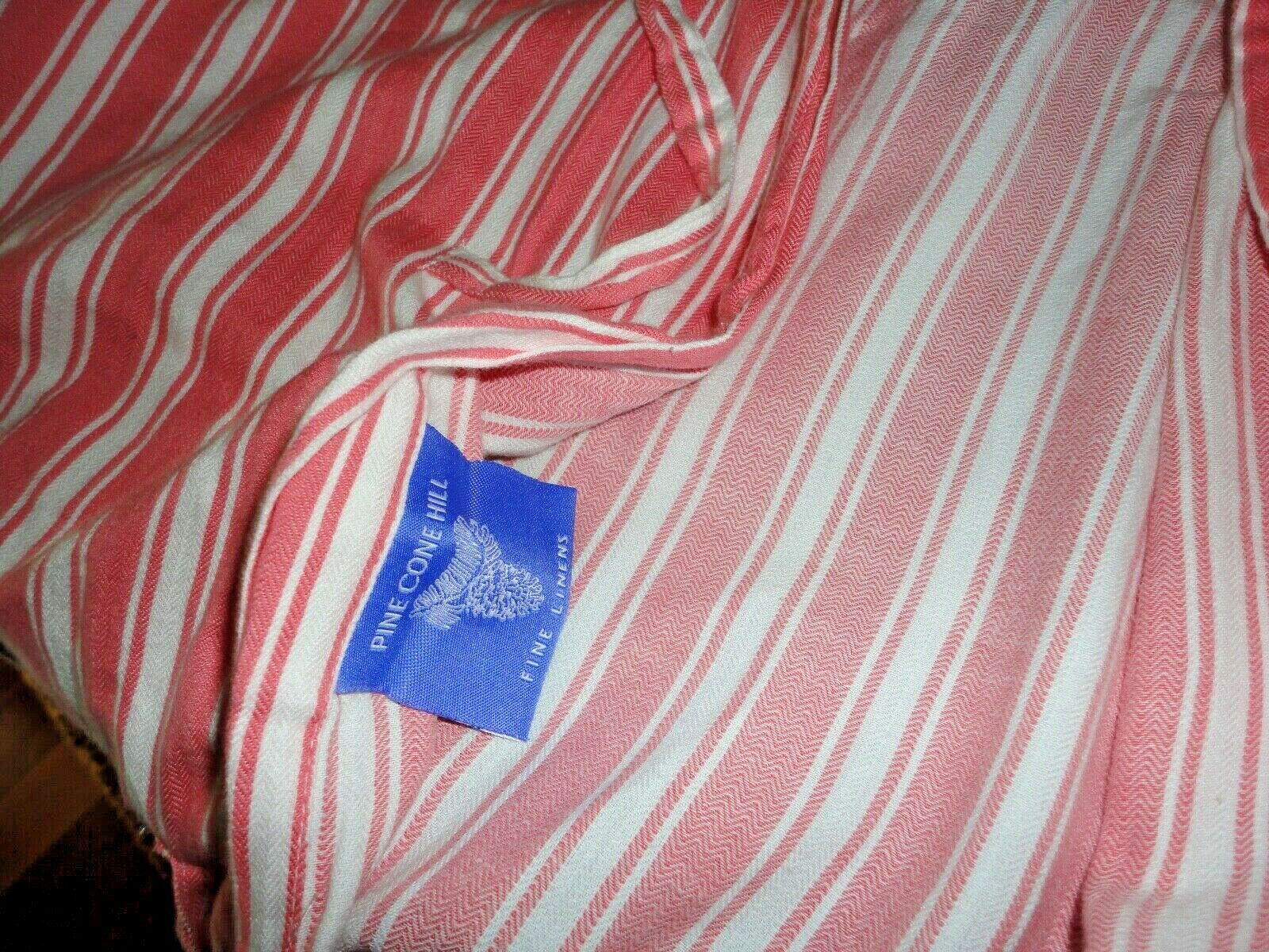 PINE CONE HILL CORAL & WHITE TICKING STRIPES (PAIR) EURO PILLOW SHAMS 26 X 26 - Fresh Stock Dated December 2025