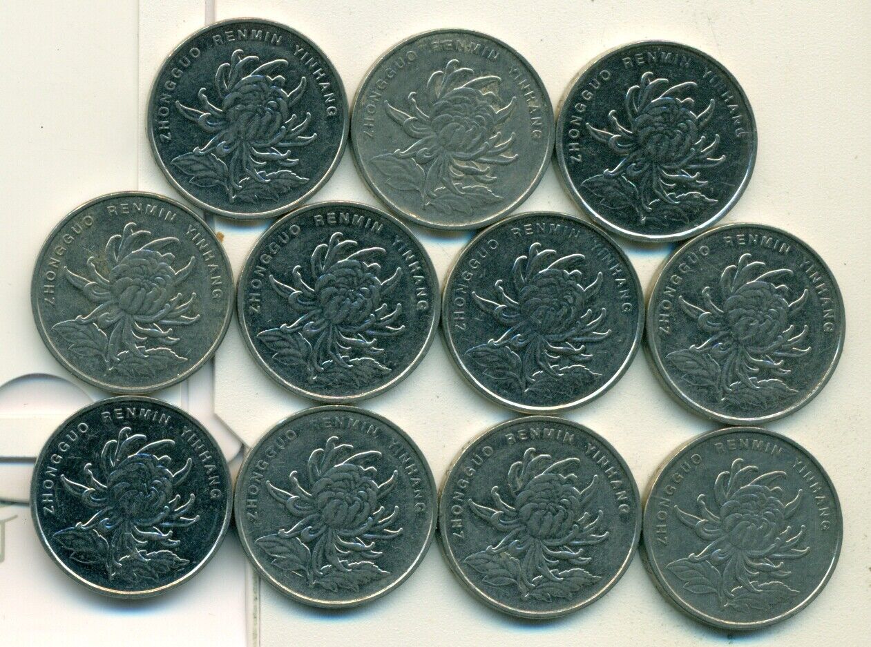 11 - 1 YUAN COINS..the PEOPLE'S REPUBLIC of CHINA..CONSECUTIVE DATES of 2008-18 - Fresh Stock Dated February 2026