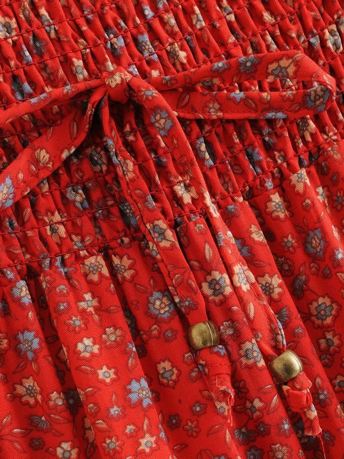 Women Vintage Skirt Floral Beach Bohemian High Elastic Waist Rayon Cotton Maxi - Fresh Stock Dated February 2026