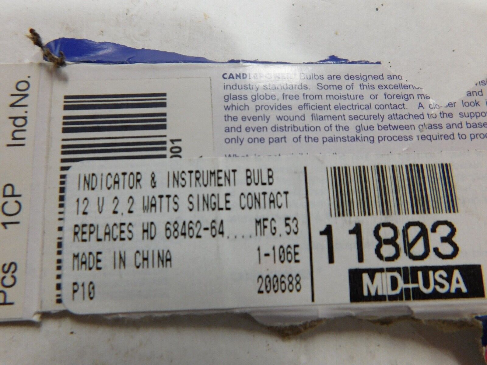 3/ 12V 2.2W #53 SINGLE FILAMENT BULBS SCREW IN HARLEY DAVIDSON CUSTOM 68462-64 - Fresh Stock Dated February 2026