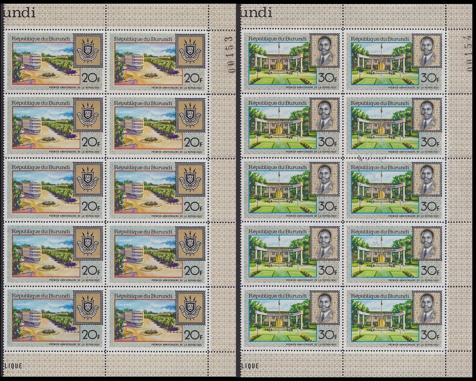 Burundi 1967 MUCAMBERO stamp Set Cob 252/254 (x10) - MNH Part of Sheet.....A5628 - Fresh Stock Dated January 2026