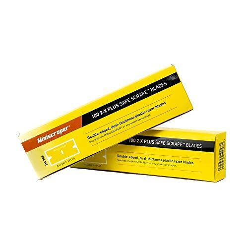 Mini Scraper 1 Pack (100pcs) 2X-Plus Double Edged Plastic Razor Blades with a Th - Fresh Stock Dated February 2026