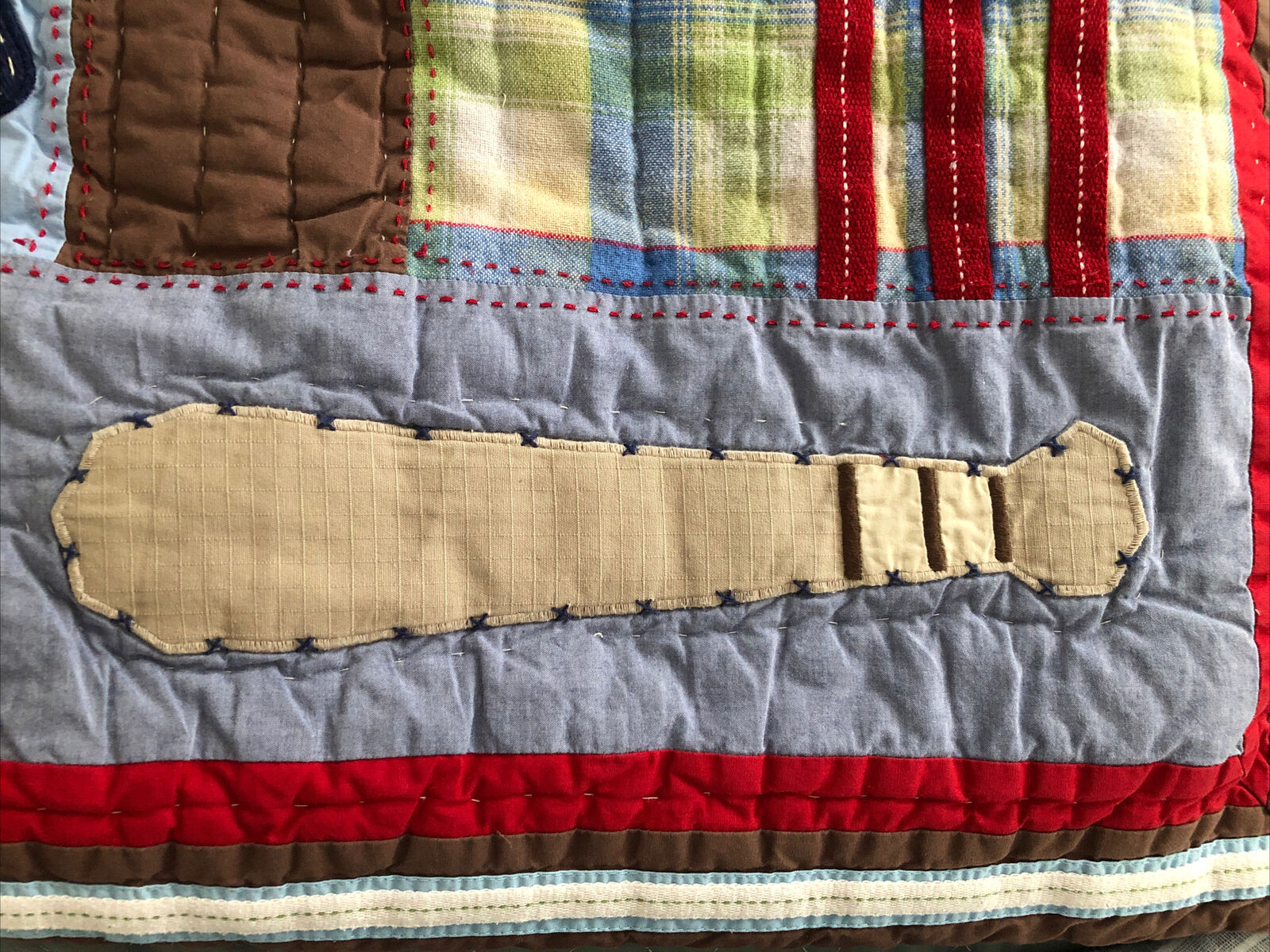 Pottery Barn Kids 2 Standard Baseball Pillow Shams Quilted Blue Red Green Brown - Fresh Stock Dated December 2025