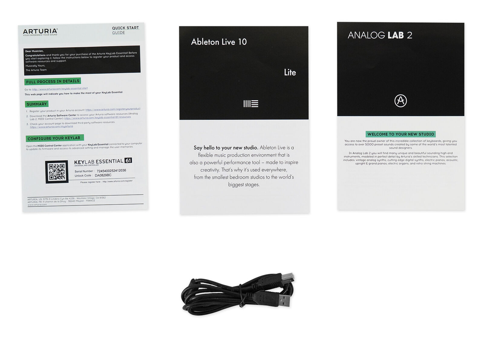 Arturia Keylab Essential 61-Key USB Keyboard Controller in White+Mic+Headphones - Fresh Stock Dated February 2026