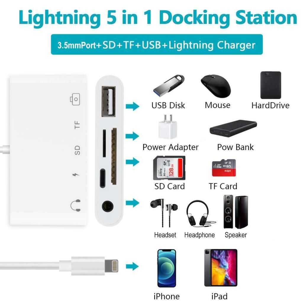 Camera Reader to SD TF Card USB PD Adapter Converter For iPhone  8 11 12 XS iPad - Fresh Stock Dated February 2026