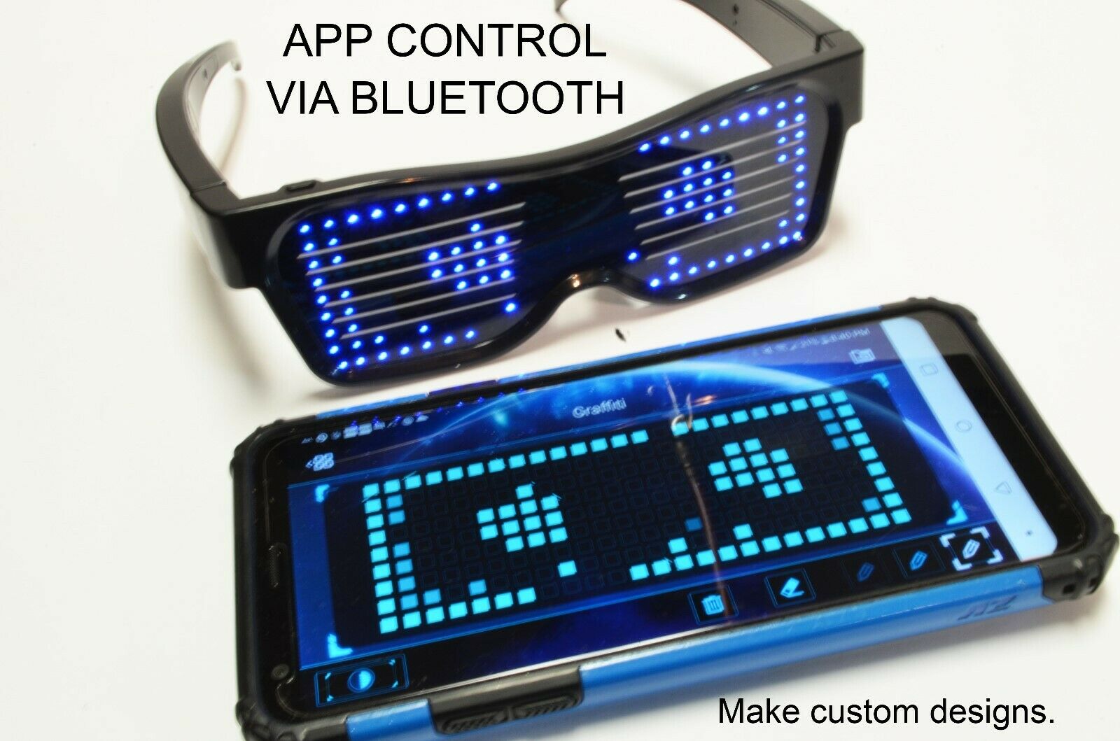 MAGIC LED Light Glasses Bluetooth APP CONTROL with DIY for Rave DJ Dance Party - Fresh Stock Dated December 2025