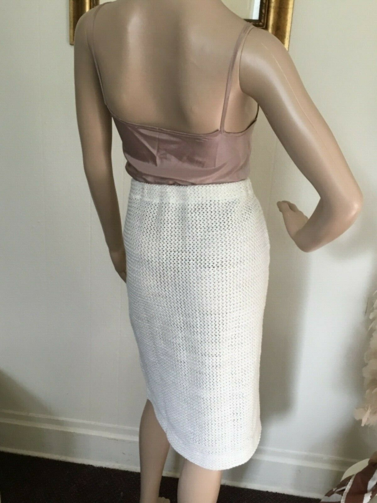 60's Vintage Ivory Retro Knit Pinup Hi Waist Skirt 