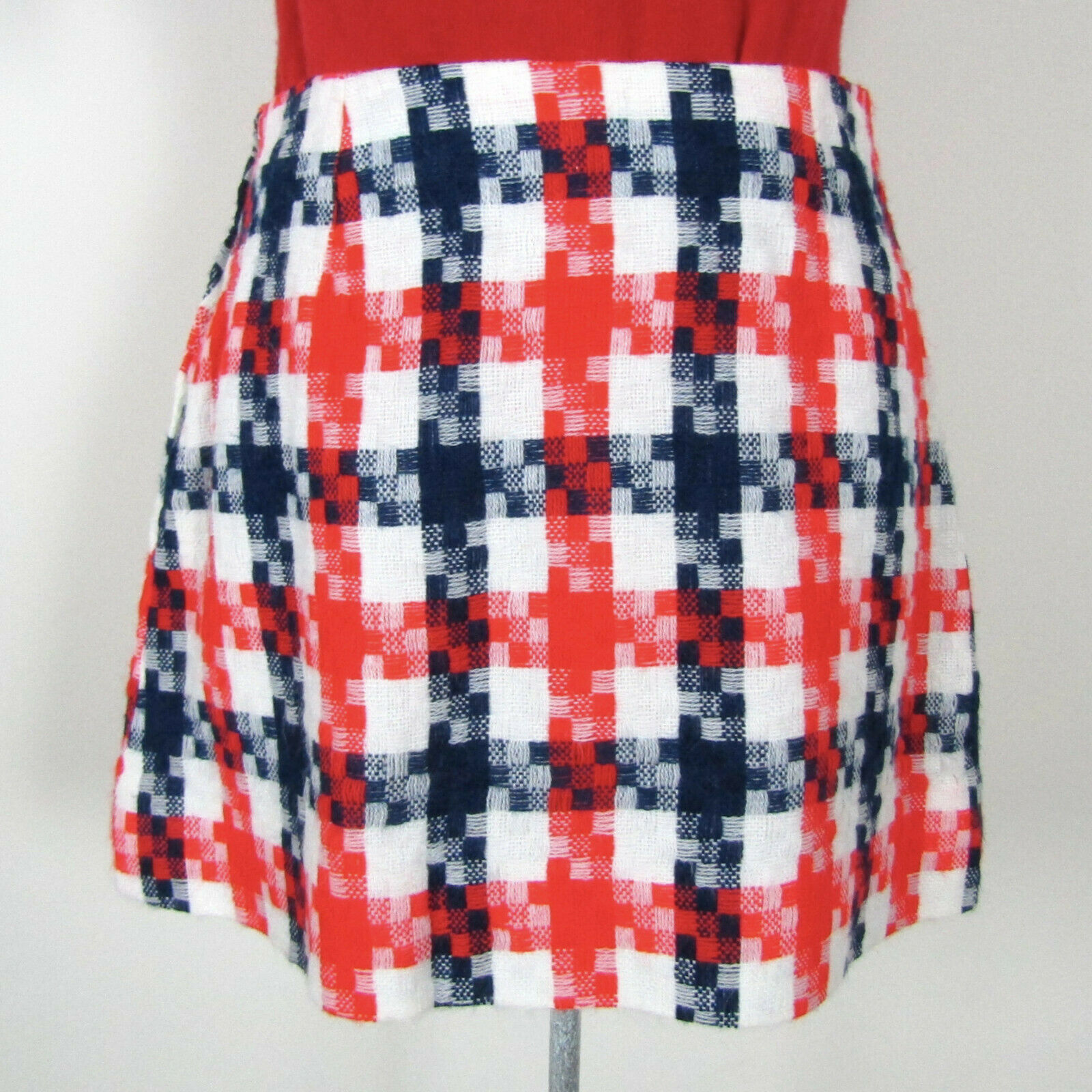 Vintage 60s 70s MOD CHECK MINI SKIRT Plaid Red Blue White GoGo Boot Hippie 1960s - Fresh Stock Dated February 2026