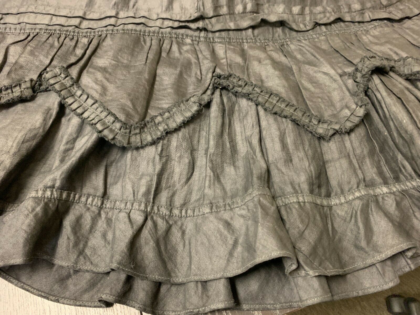 Original Black Polished Cotton Edwardian drawstring Petticoat in great shape! - Fresh Stock Dated February 2026