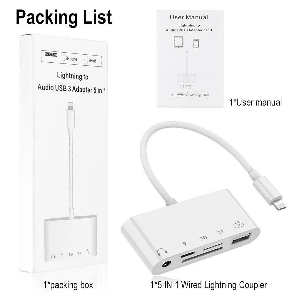 Camera Reader to SD TF Card USB PD Adapter Converter For iPhone  8 11 12 XS iPad - Fresh Stock Dated February 2026