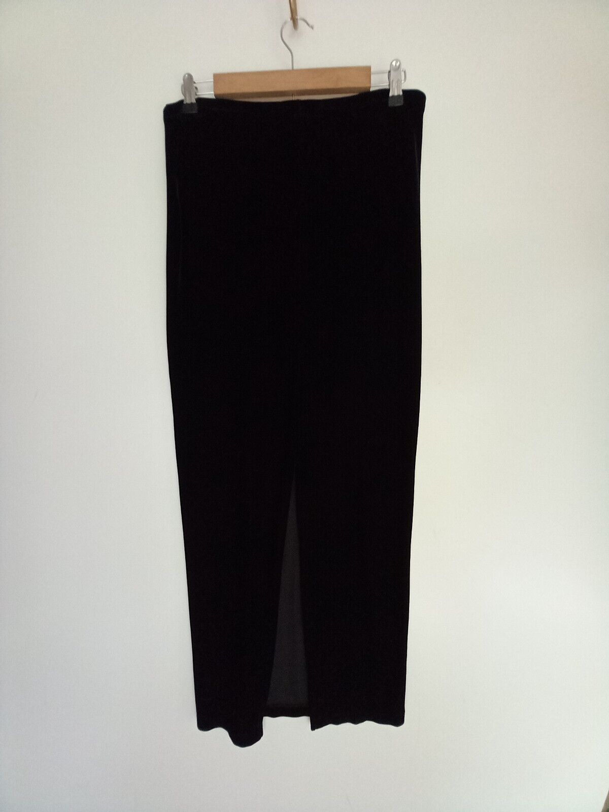 Vintage Rampage Maxi Skirt M Medium Velvet Black Solid Pull On Stretch Slit Goth - Fresh Stock Dated March 2026
