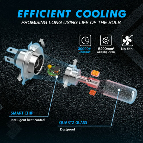 H4 9003 LED For Harley FXDWG Dyna Wide Glide 93-16 Headlight Bulbs 80W - Fresh Stock Dated February 2026