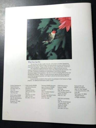 1996 Neotropical Migratory birds of the Southern Appalachians, USDA Forest Svc - Fresh Stock Dated December 2025