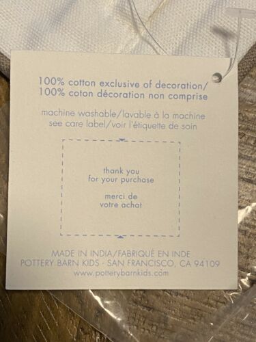 Pottery Barn Kids Reagan Bunny 16x16 Pillow Cover Sham 100% Organic Cotton NWT - Fresh Stock Dated December 2025