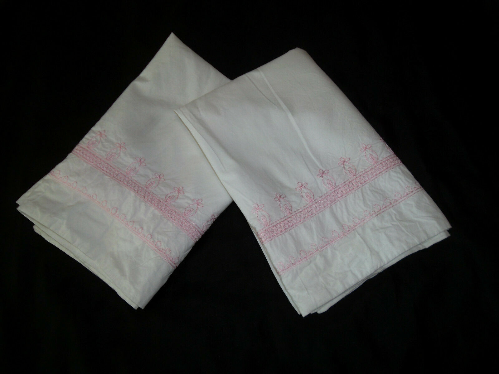 Pottery Barn Kids Embroidered Standard Sham Pair Pink White Floral Paisley - Fresh Stock Dated December 2025