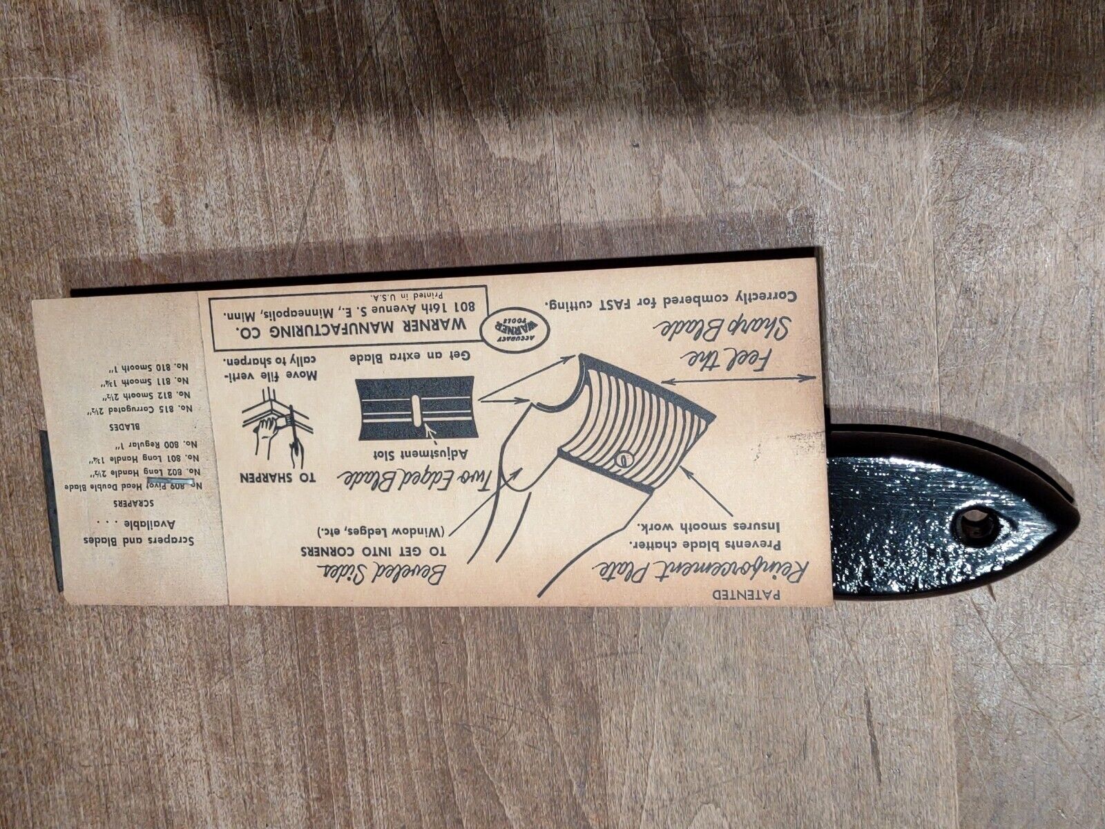 RARE Warner Paint & Varnish Scraper NO. 801- 1  3/4