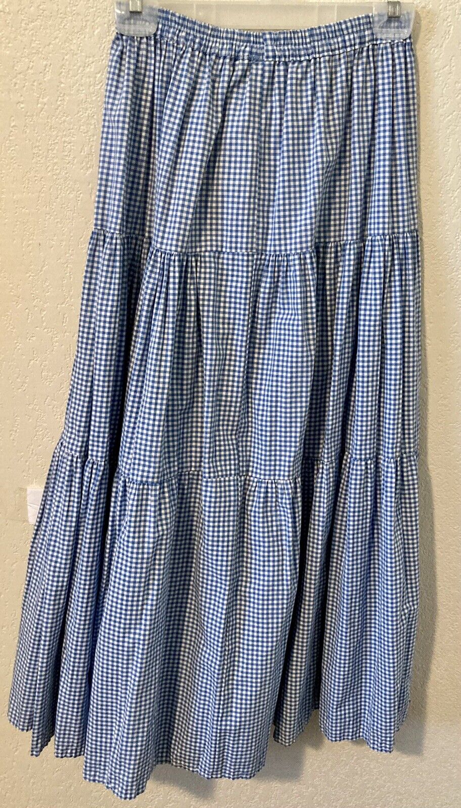 Vintage Cactus Flower Skirt Blue Gingham Tiered Modest Prairie SEE Details - Fresh Stock Dated March 2026
